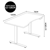 Fortia Sit To Stand Up Standing Desk 160x75cm 62-128cm Electric Height Adjustable Dual Motor 120kg Load Arched Walnut Style/Silver Frame - Rear View