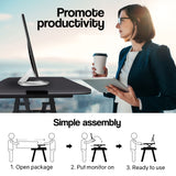 Fortia Desk Riser 74cm Wide Adjustable Sit to Stand for Dual Monitor Keyboard Laptop Black - Front View