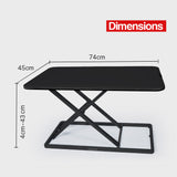 Fortia Desk Riser 74cm Wide Adjustable Sit to Stand for Dual Monitor Keyboard Laptop Black - Rear View