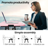 Fortia Desk Riser 74cm Wide Adjustable Sit to Stand for Dual Monitor Keyboard Laptop Pink - Side View