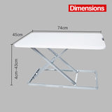 Fortia Desk Riser 74cm Wide Adjustable Sit to Stand for Dual Monitor Keyboard Laptop White - Rear View