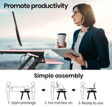 Fortia Desk Riser 77cm Wide Adjustable Sit to Stand for Dual Monitor Keyboard Laptop Pink - Top-Down View