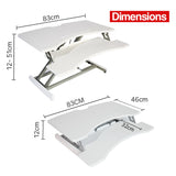 FORTIA 83cm Desk Riser Office Shelf Standup Sit Stand Standing Height Adjustable - Rear View