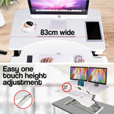 FORTIA 83cm Desk Riser Office Shelf Standup Sit Stand Standing Height Adjustable - Close-Up Angle