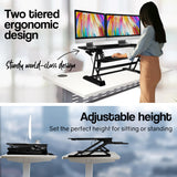 FORTIA Height Adjustable Standing Desk Riser Sit/Stand Computer Desktop Office - Side View