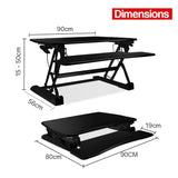 FORTIA Height Adjustable Standing Desk Riser Sit/Stand Computer Desktop Office - Rear View