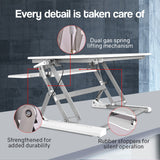 Fortia Desk Riser 90cm Wide Adjustable Sit to Stand for Dual Monitor Keyboard Laptop White - Top-Down View