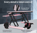 Fortia Desk Riser 90cm Wide Adjustable Sit to Stand for Dual Monitor Keyboard Laptop Pink - 45-Degree Angle