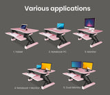 Fortia Desk Riser 90cm Wide Adjustable Sit to Stand for Dual Monitor Keyboard Laptop Pink - Extra Image
