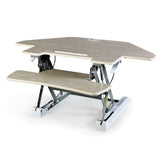 Fortia Corner Desk Riser 110cm Wide Adjustable Sit to Stand for Dual Monitor Keyboard Laptop Beech