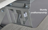 Fortia Corner Desk Riser 110cm Wide Adjustable Sit to Stand for Dual Monitor Keyboard Laptop Beech - Low Angle