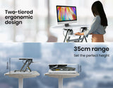 Fortia Corner Desk Riser 110cm Wide Adjustable Sit to Stand for Dual Monitor Keyboard Laptop White - 45-Degree Angle