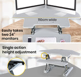 Fortia Corner Desk Riser 110cm Wide Adjustable Sit to Stand for Dual Monitor Keyboard Laptop White - Extra Image