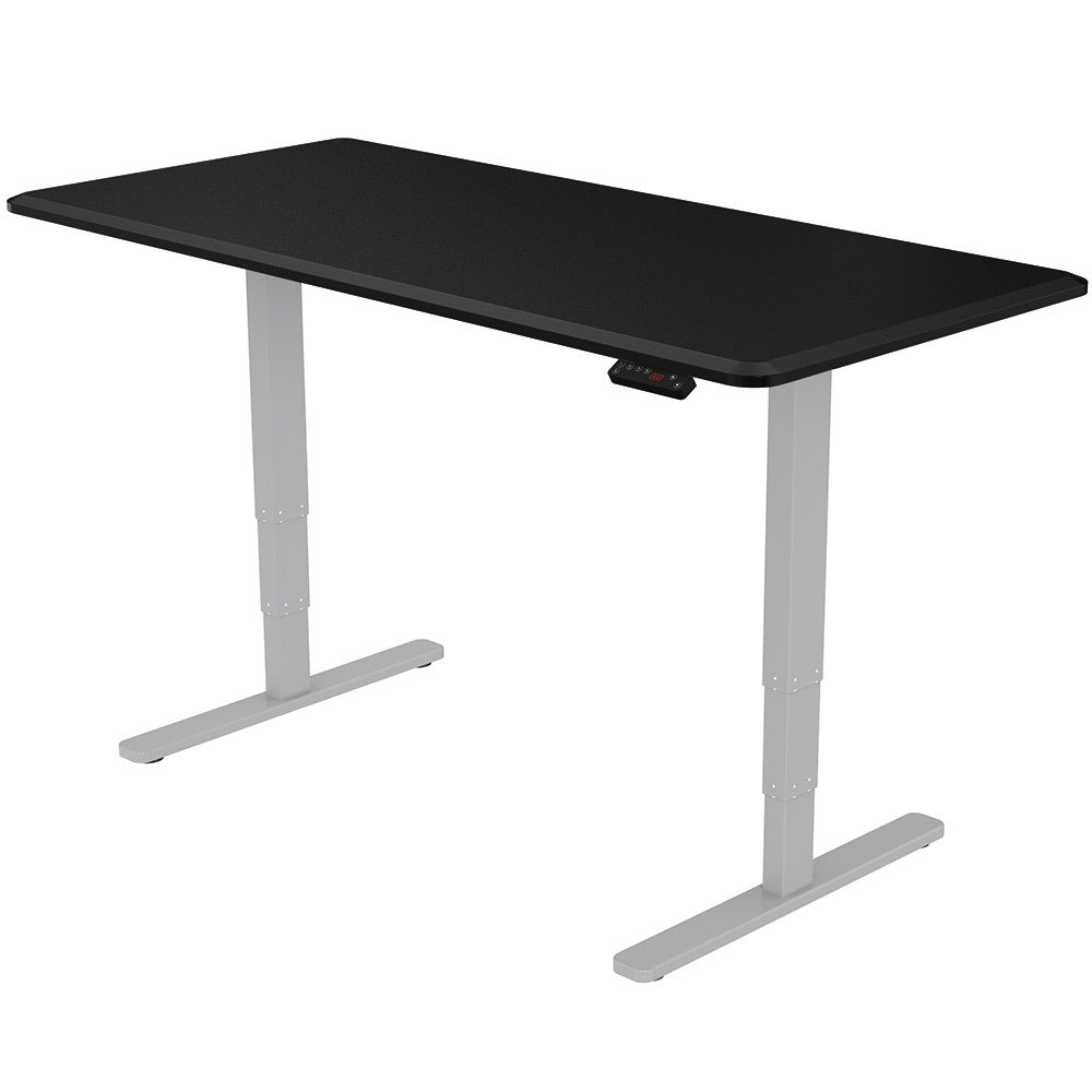 Fortia Sit To Stand Up Standing Desk 150x70cm 62-128cm Electric Height Adjustable Dual Motor 120kg Load Black/Silver Frame
