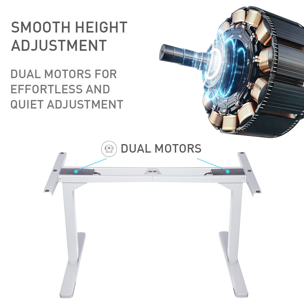 Fortia Sit To Stand Up Standing Desk 150x70cm 62-128cm Electric Height Adjustable Dual Motor 120kg Load Black/Silver Frame