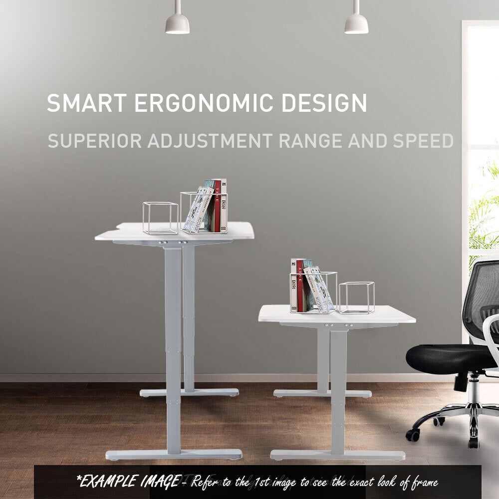 Fortia Sit To Stand Up Standing Desk 150x70cm 62-128cm Electric Height Adjustable Dual Motor 120kg Load White Oak Style/Silver Frame