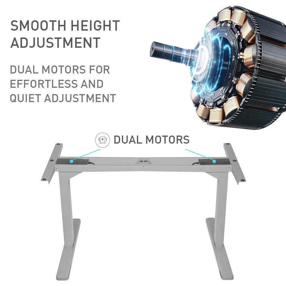 Fortia Sit To Stand Up Standing Desk 150x70cm 62-128cm Electric Height Adjustable Dual Motor 120kg Load White Oak Style/Silver Frame