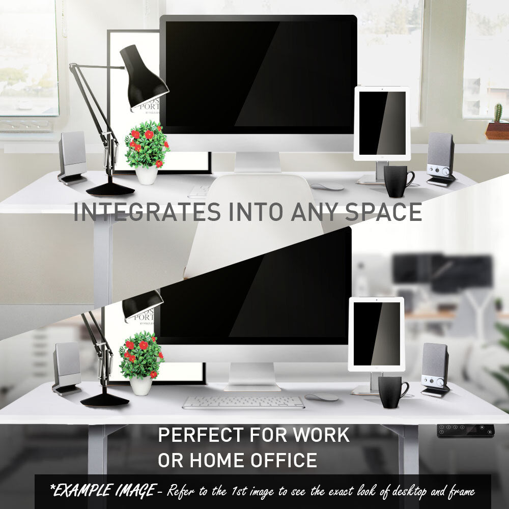 Fortia Sit To Stand Up Standing Desk 150x70cm 62-128cm Electric Height Adjustable Dual Motor 120kg Load White Oak Style/Silver Frame