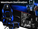 OVERDRIVE Gaming Chair Racing Computer PC Seat Office Reclining Footrest Blue - Front View