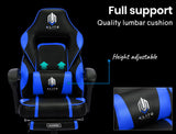 OVERDRIVE Gaming Chair Racing Computer PC Seat Office Reclining Footrest Blue - Side View