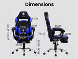 OVERDRIVE Gaming Chair Racing Computer PC Seat Office Reclining Footrest Blue - Rear View
