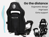 OVERDRIVE Gaming Chair Racing Computer PC Seat Office Reclining Footrest Black - Top-Down View