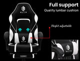 OVERDRIVE Gaming Chair Racing Computer PC Seat Office Reclining Footrest Black - 45-Degree Angle