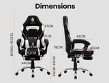 OVERDRIVE Gaming Chair Racing Computer PC Seat Office Reclining Footrest Black - Rear View