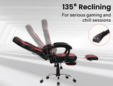 OVERDRIVE Gaming Chair Racing Computer PC Seat Office Reclining Footrest Red - Side View