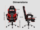 OVERDRIVE Gaming Chair Racing Computer PC Seat Office Reclining Footrest Red - Rear View