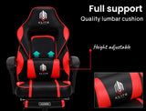 OVERDRIVE Gaming Chair Racing Computer PC Seat Office Reclining Footrest Red - Close-Up Angle