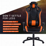 Overdrive Gaming Chair Office Computer Racing PU Leather Executive Black Orange - Top-Down View