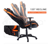 Overdrive Gaming Chair Office Computer Racing PU Leather Executive Black Orange - Low Angle