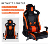 Overdrive Gaming Chair Office Computer Racing PU Leather Executive Black Orange - Extra Image