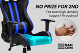 OVERDRIVE Diablo Reclining Gaming Chair Black & Blue Computer Lumbar Office Horns - Top-Down View