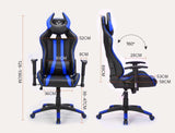 OVERDRIVE Diablo Reclining Gaming Chair Black & Blue Computer Lumbar Office Horns - Rear View