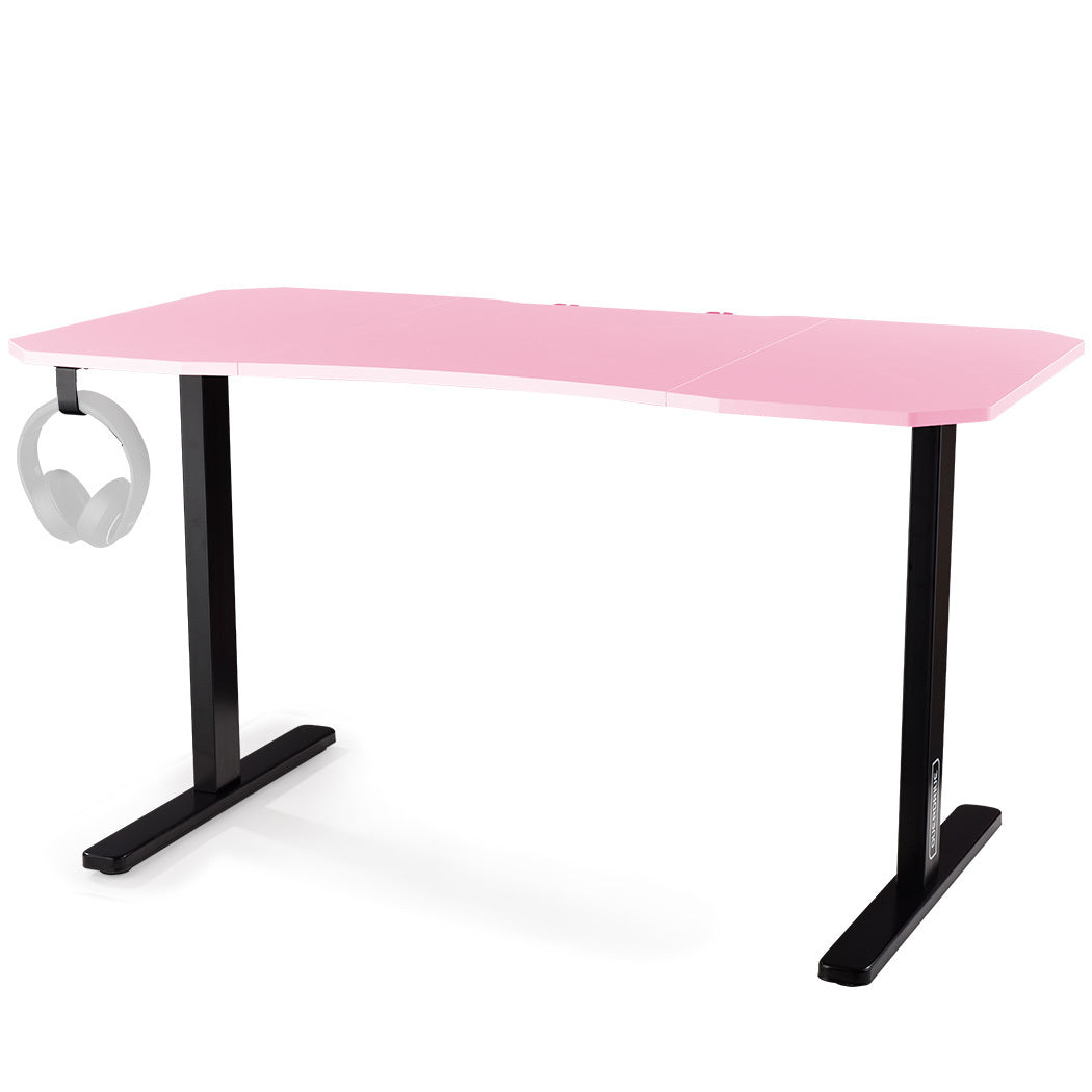 OVERDRIVE Gaming PC Desk Carbon Fiber Style Pink and Black with Headset Holder Gaming Mouse Pad