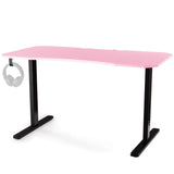 OVERDRIVE Gaming PC Desk Carbon Fiber Style Pink and Black with Headset Holder Gaming Mouse Pad