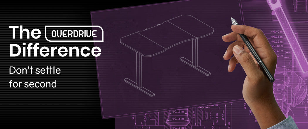 OVERDRIVE Gaming PC Desk Carbon Fiber Style Pink and Black with Headset Holder Gaming Mouse Pad