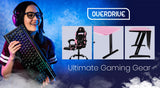 OVERDRIVE Gaming PC Desk Carbon Fiber Style Pink and Black with Headset Holder Gaming Mouse Pad - Close-Up Angle