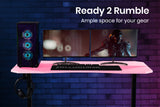 OVERDRIVE Gaming PC Desk Carbon Fiber Style Pink and Black with Headset Holder Gaming Mouse Pad - Low Angle
