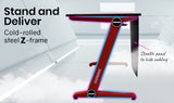 OVERDRIVE Gaming Desk 120cm PC Table Setup Computer Carbon Fiber Style Black Red - Front View