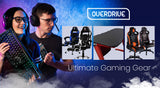 OVERDRIVE Gaming Desk 120cm PC Table Setup Computer Carbon Fiber Style Black Red - Side View