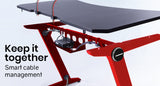 OVERDRIVE Gaming Desk 120cm PC Table Setup Computer Carbon Fiber Style Black Red - Extra Image