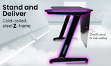 OVERDRIVE Gaming Desk 120cm PC Table Setup Computer Black Carbon Fiber Look - Front View