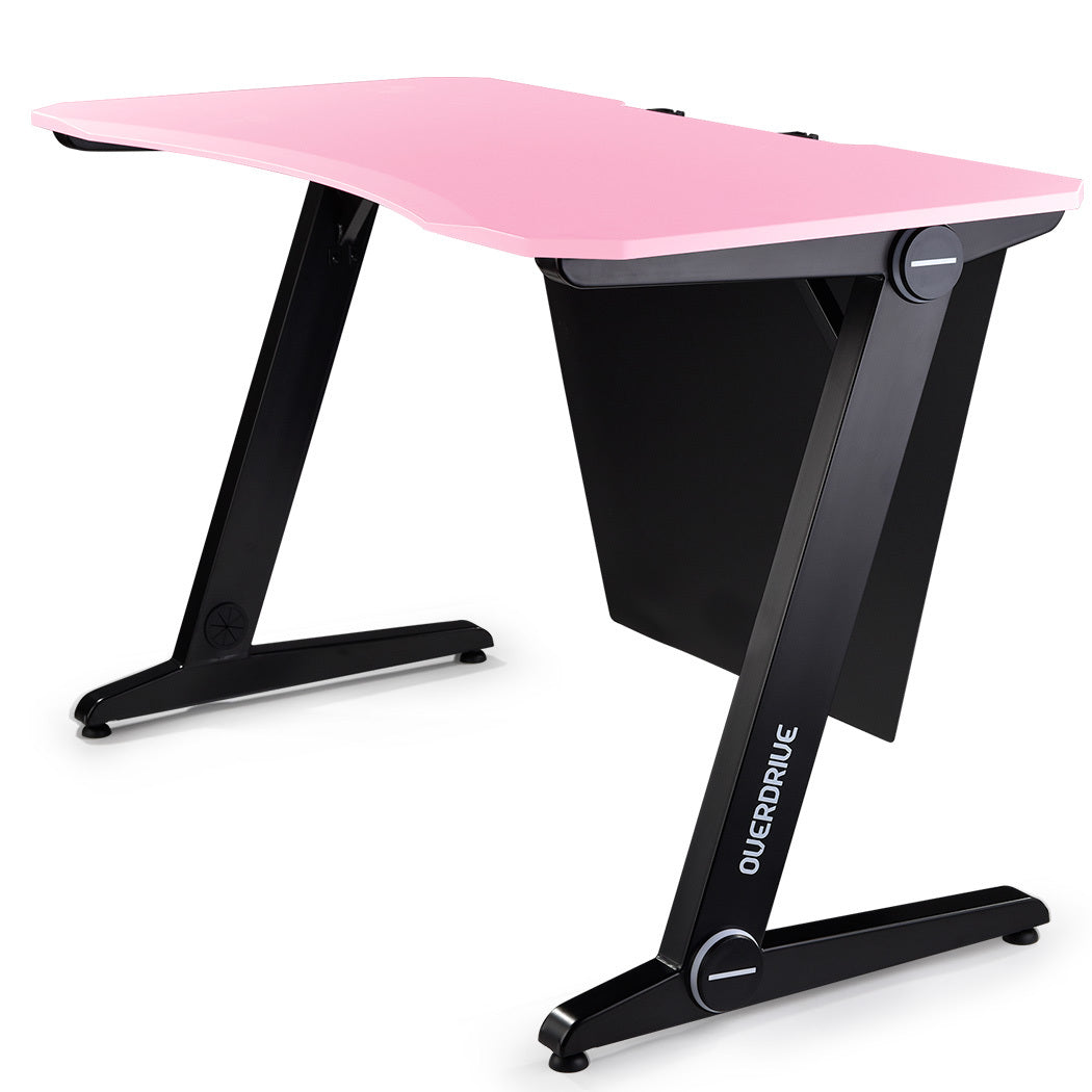 OVERDRIVE Gaming Computer PC Desk Z-Style Pink and Black Cable Management