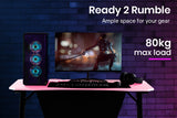 OVERDRIVE Gaming Computer PC Desk Z-Style Pink and Black Cable Management - Top-Down View