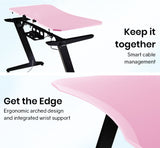 OVERDRIVE Gaming Computer PC Desk Z-Style Pink and Black Cable Management - 45-Degree Angle