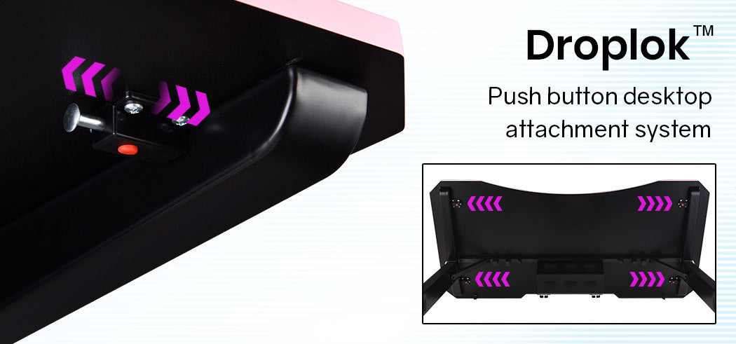OVERDRIVE Gaming Computer PC Desk Z-Style Pink and Black Cable Management