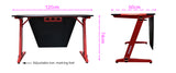 OVERDRIVE Gaming Desk 120cm Computer Black PC Red LED Lights Carbon Fiber Look - Rear View